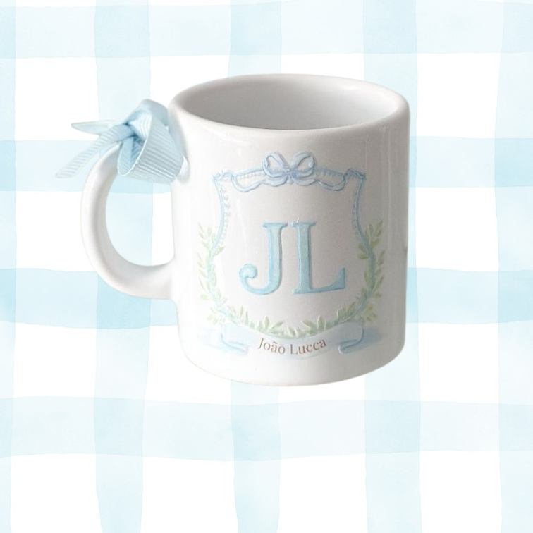 Mini Caneca Cerâmica 120ml com Alto Relevo