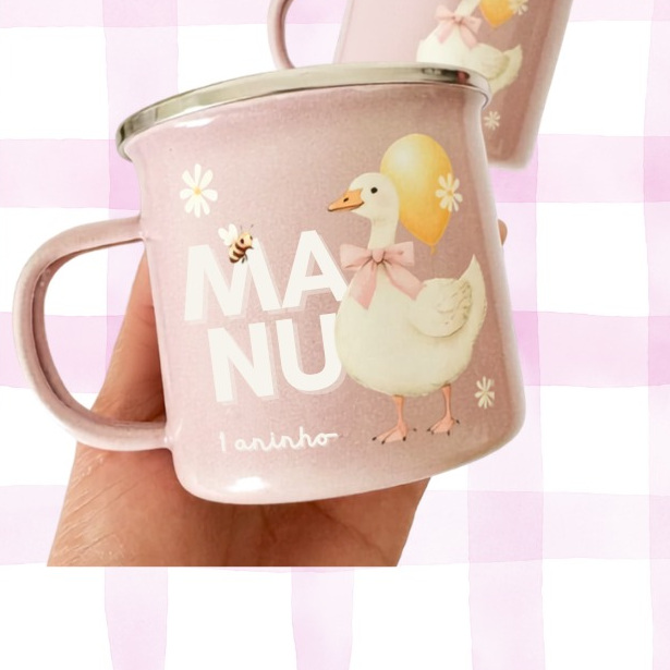 Caneca Enamel Esmaltada com Alto Relevo 350ml