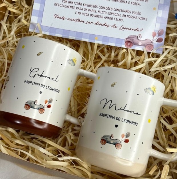 Kit Carinho com Canecas Acetinadas